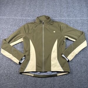 Pearl Izumi Jacket Womens Small Green Softshell Cycling Biking Pockets Full Zip